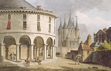 Vue du donjon et de la rotonde au Temple, Paris, 1808